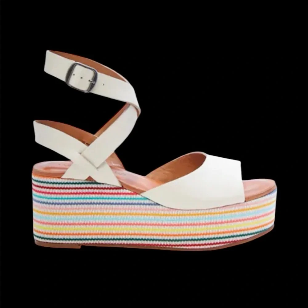 Lucky Brand Ginny Milk Rivington Espadrille Wedge Sandal with Stripes